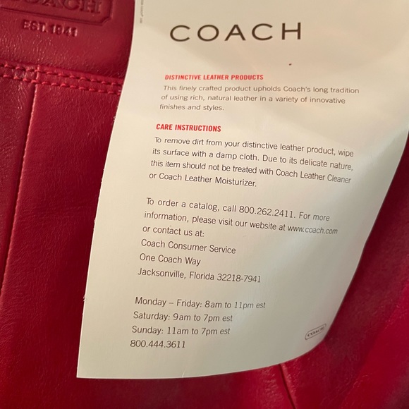 Coach Vintage EST. 1941 Red Hobo Bag with Front Pocket and Silver hardware, New - Picture 8 of 9